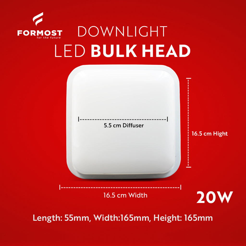 LED SQUARE BULK HEAD WALL LIGHT – 20W (WHITE COVER)